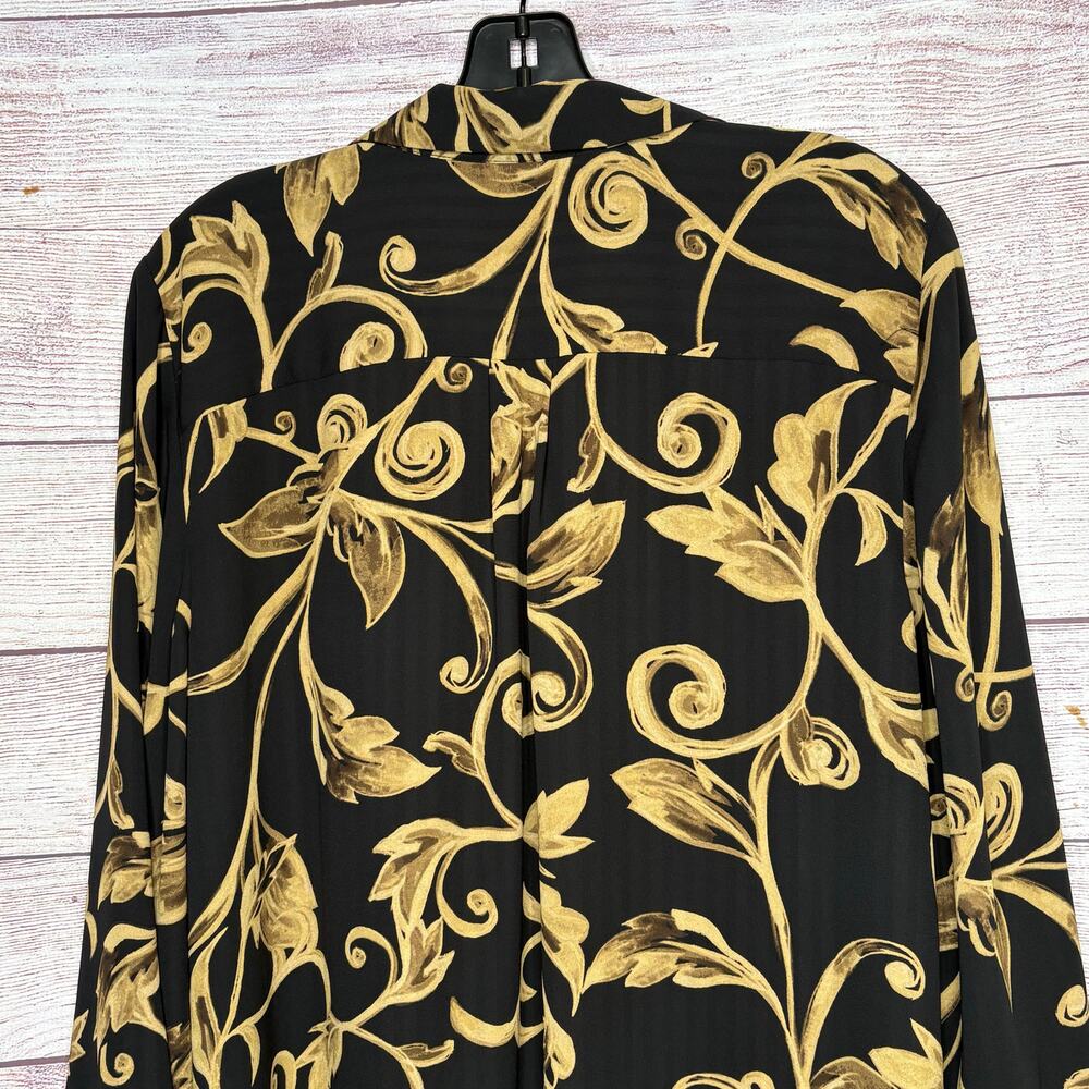 Chico's Black & Gold Reversible Button Up Timeless Classic Shirt Size 2 Large - Picture 4 of 15